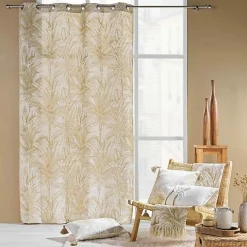 Rideau à oeillets motifs palmiers doré - 140x240cm - Doré