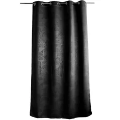 Rideau à oeillets occultant imprimé géométrique (140x240 cm - Noir)
