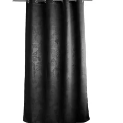 Rideau à oeillets occultant imprimé géométrique (140x240 cm - Noir)