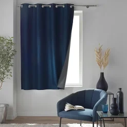 Rideau a oeillets 140 x 180 cm 100% occultant thermique Crepuscule Bleu