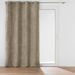 RIDEAU A OEILLETS 140 x 260 CM VELOURS CHENILLE LEO SABLE - 140x260cm - Sable