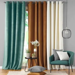 Rideau a oeillets 140 x 260 cm velours cotele uni casual Sauge