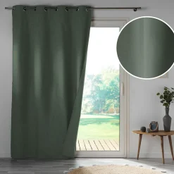 Rideau a oeillets 140 x 260 cm 100% occultant/microfibre unie obscure Kaki
