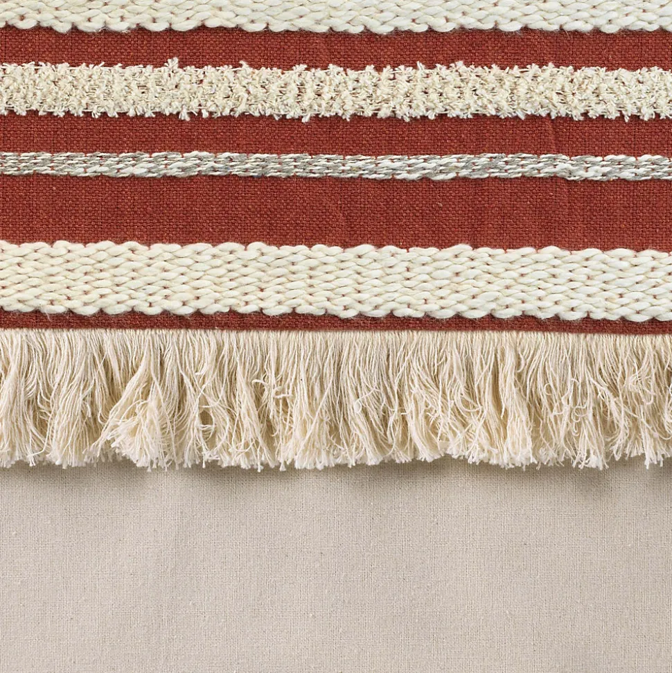 RIDEAU A OEILLETS 140 x 240 CM COTON UNI FRANGES TERRACOTTA - 140x240cm - Terre cuite