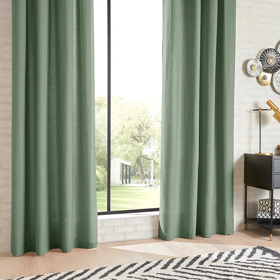 Rideau Anjali en coton & métal 135x240cm vert céladon - Atmosphera