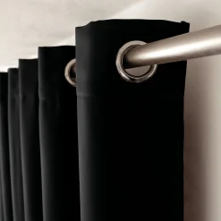 Rideau Anti-Feu Occultant avec Œillets, Noir, 140x260cm, Catégorie Ignifugé M1, Collection Flamme, CMADECO
