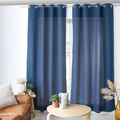 Rideau avec Œillets, Bleu Marine, 140x240cm, 100% polyester, Collection ZOE, CMADECO