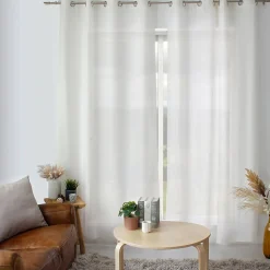 Rideau avec Œillets, Ecru, 140x240cm, 100% polyester, Collection ZOE, CMADECO
