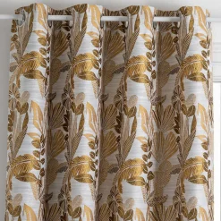 Rideau Bejuco à motifs jacquard - à oeillets - jaune ocre 140x260 cm - Atmosphera