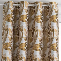 Rideau Bejuco à motifs jacquard - à oeillets - jaune ocre 140x260 cm - Atmosphera