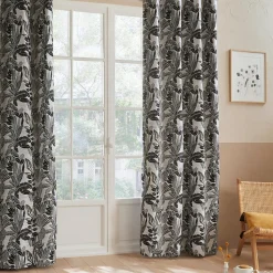 Rideau Bejuco à motifs jacquard - à oeillets - noir 140x260 cm - Atmosphera
