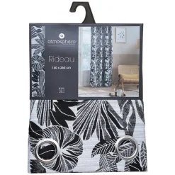 Rideau Bejuco à motifs jacquard - à oeillets - noir 140x260 cm - Atmosphera