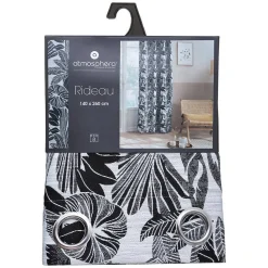 Rideau Bejuco à motifs jacquard - à oeillets - noir 140x260 cm - Atmosphera
