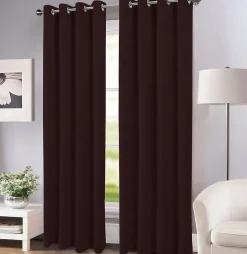 Rideau côtelé isolant thermique à oeillets bordeaux L.260 x l.140cm