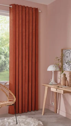 Rideau effet velours GoodHome Carrington l.135 x H.260 cm marron