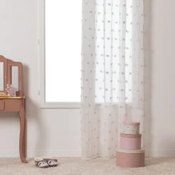 Rideau enfant Pompoms - blanc & rose 140x240 cm - Atmosphera