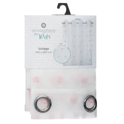 Rideau enfant Pompoms - blanc & rose 140x240 cm - Atmosphera