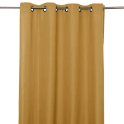 Rideau GoodHome effet lin moutarde H.260 x l.140 cm