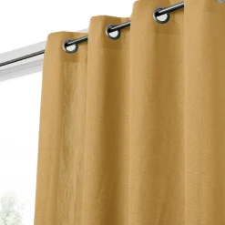 Rideau GoodHome effet lin moutarde H.260 x l.140 cm