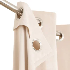 Rideau œillets GoodHome Cayuga beige velours l.140 x H.260 cm