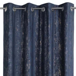 Rideau œillets GoodHome Figari bleu marine velours l.140 x H.260 cm