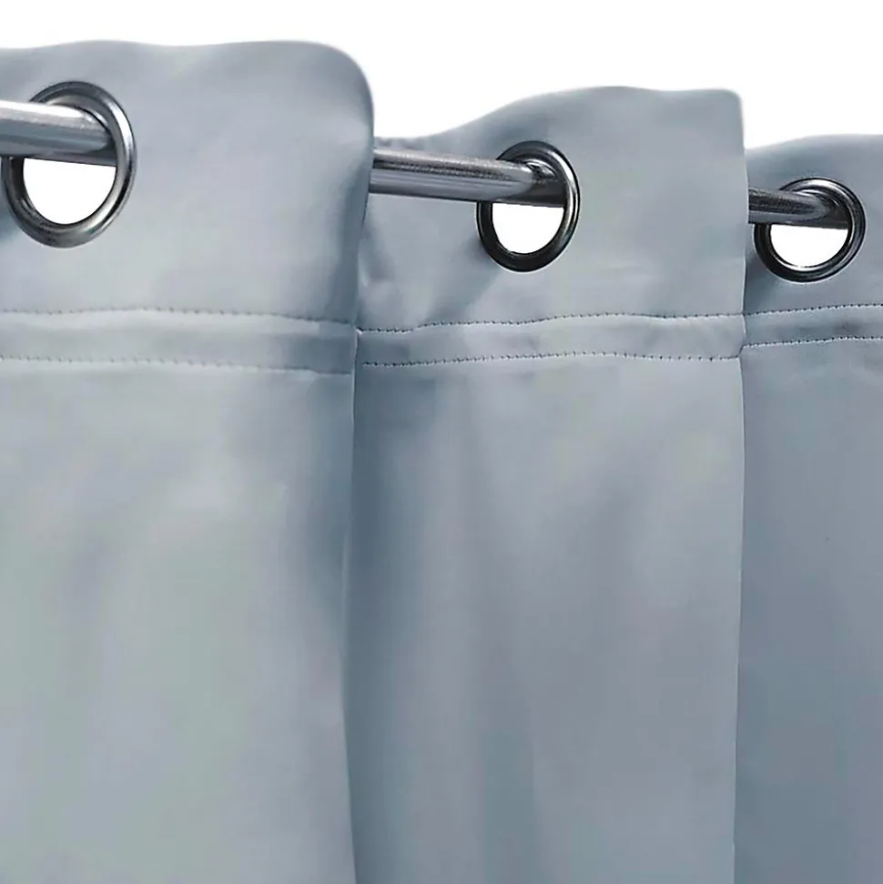 Rideau isolant Thermique doublure polaire amovible à velcro à œillets 135x240cm prêt a poser, Bleu Grisé