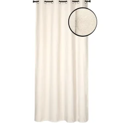 Rideau isolant thermique à œillets, doublure polaire, bouclette beige écru L.240 x l.140cm Dylrev