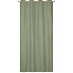 Rideau isolant thermique à œillets, doublure polaire effet suédine vert L.240 x l.140cm Dylrev