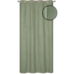 Rideau isolant thermique à œillets, doublure polaire effet suédine vert L.240 x l.140cm Dylrev