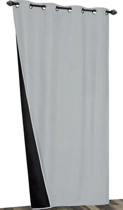 Rideau isolant thermique à oeillets gris L.240 x l.140 cm