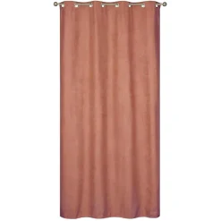 Rideau isolant thermique à œillets, doublure polaire effet suédine terracotta L.240 x l.140cm Dylrev