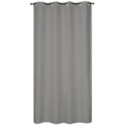 Rideau isolant thermique à œillets, doublure polaire effet lin gris L.240 x l.135cm Dylrev
