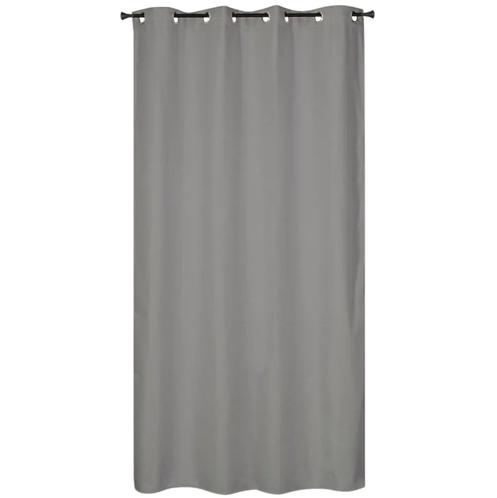 Rideau isolant thermique à œillets, doublure polaire effet lin gris L.240 x l.135cm Dylrev