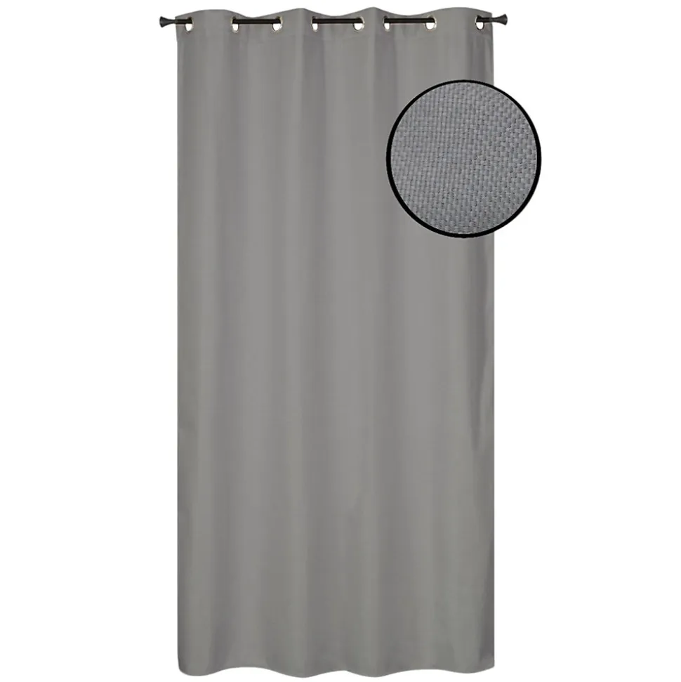 Rideau isolant thermique à œillets, doublure polaire effet lin gris L.240 x l.135cm Dylrev