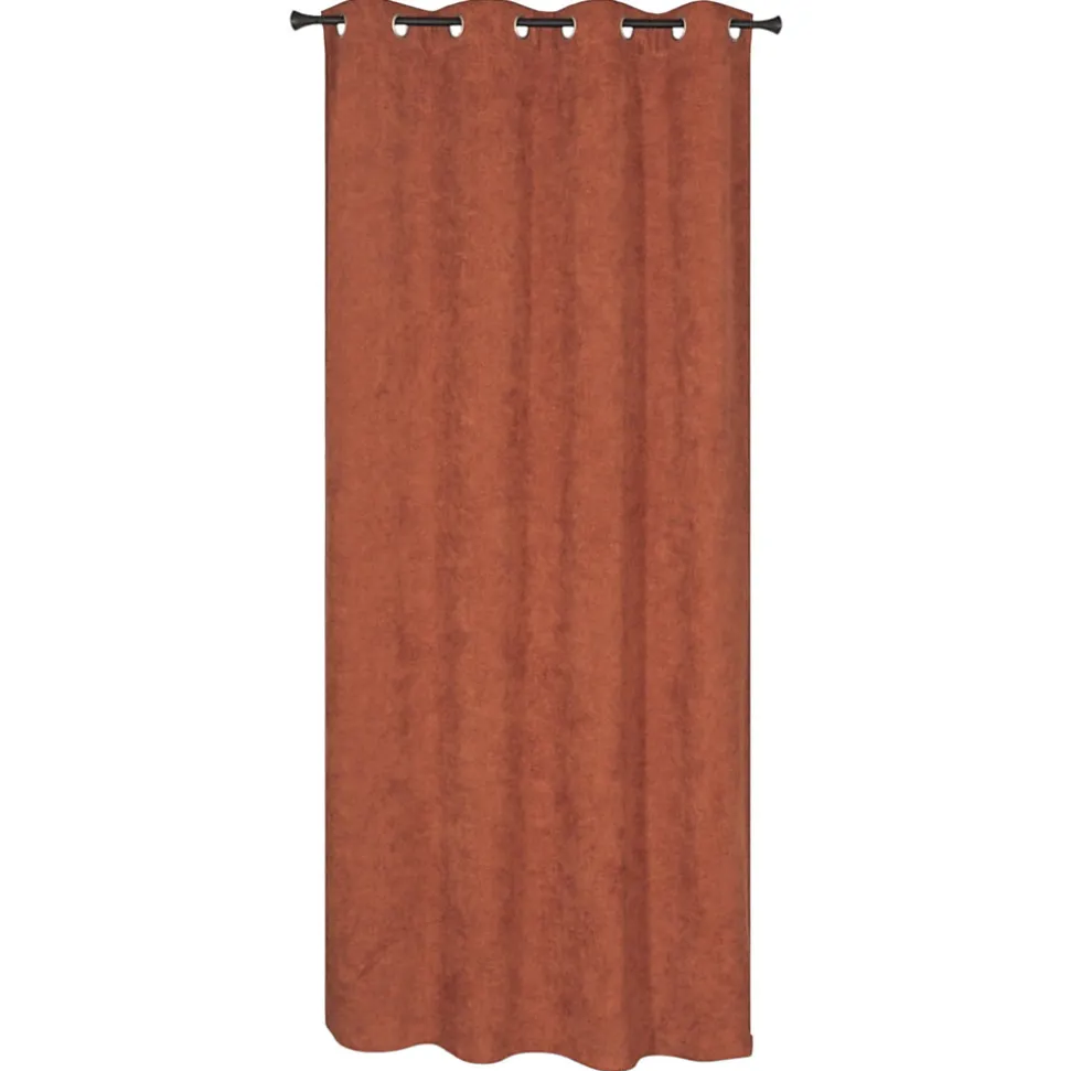 Rideau isolant thermique à œillets, doublure polaire effet éponge terracotta L.240 x l.140cm Dylrev