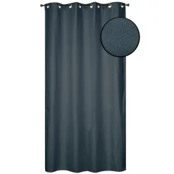 Rideau isolant thermique à œillets, doublure polaire effet lin bleu marine L.240 x l.135cm Dylrev