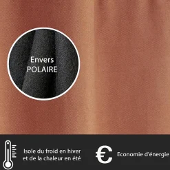 Rideau isolant thermique à œillets, doublure polaire marron camel L.240 x l.140cm Dylrev