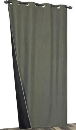Rideau isolant thermique à œillets, doublure polaire vert kaki L.240 x l.140cm Dylrev