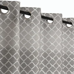 Rideau Jacquard Géométrique Prêt à Poser 140x240cm en Gris.