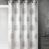 Rideau jacquard imprimé rond chiné (140x260 cm - Gris clair)