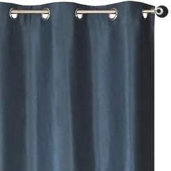 Rideau Jacquard Obscurissant en Bleu Marine 140x240cm avec Œillets - Prêt à Poser