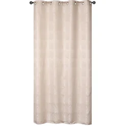 Rideau Jacquard Palme tropical à œillets 140x240cm, Beige.