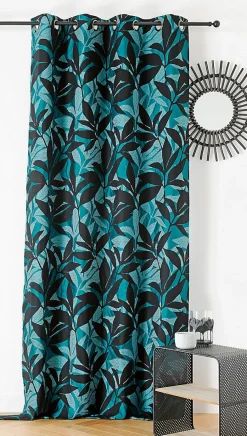 Rideau Korba bleu Linder l.140 x H.240 cm