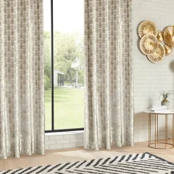 Rideau Luna jacquard velours lin 140x260cm - Atmosphera