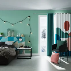 Rideau Maidu GoodHome bleu l.140 x H.260 cm