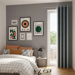 Rideau occultant à œillets effet tissé Pasig gris L.260 x l.140cm GoodHome