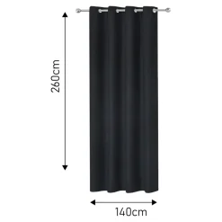 Rideau occultant à œillets effet tissé Pasig noir L.260 x l.140cm GoodHome