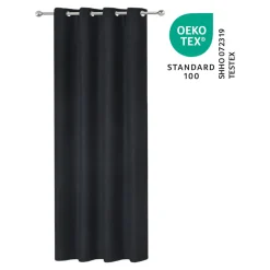 Rideau occultant à œillets effet tissé Pasig noir L.260 x l.140cm GoodHome