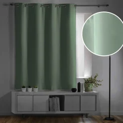 Rideau occultant à œillets 135 x 180 cm Uni sauge Petite hauteur