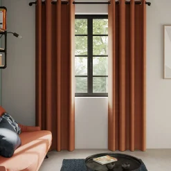 Rideau occultant à œillets Novan terracotta L.240 x l.140 GoodHome